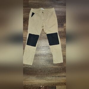 Free People Knee Patch Pants Womens 10 Skinny Chinos Tan Urban Military Grunge